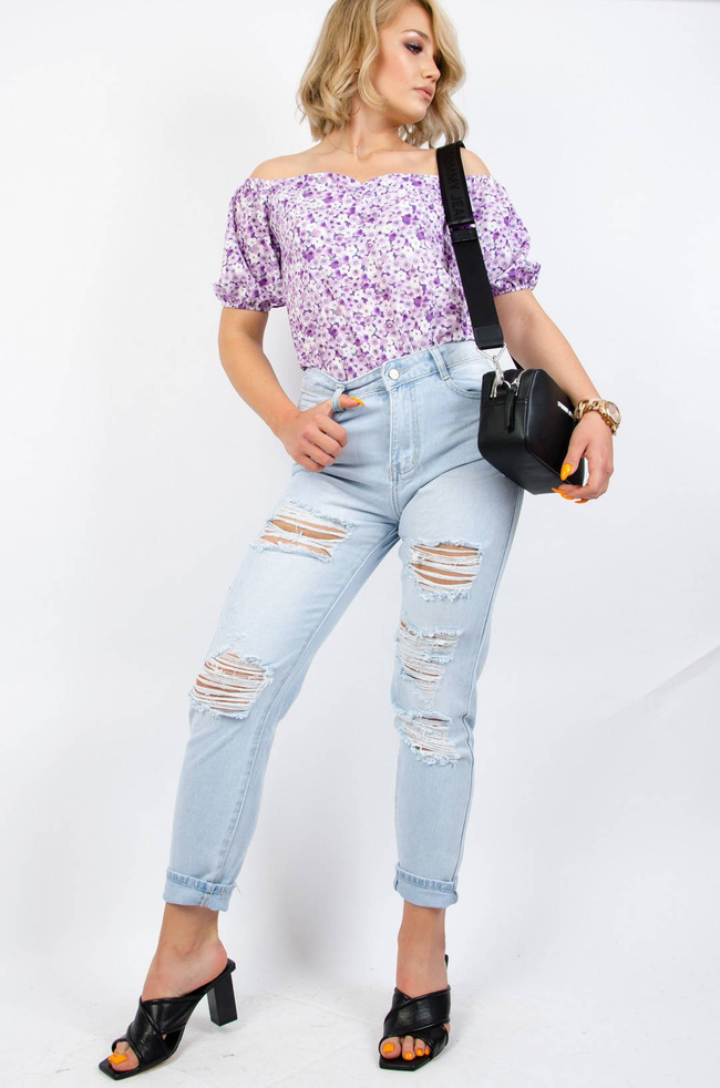 FIOLETOWA BLUZKA W KWIATY