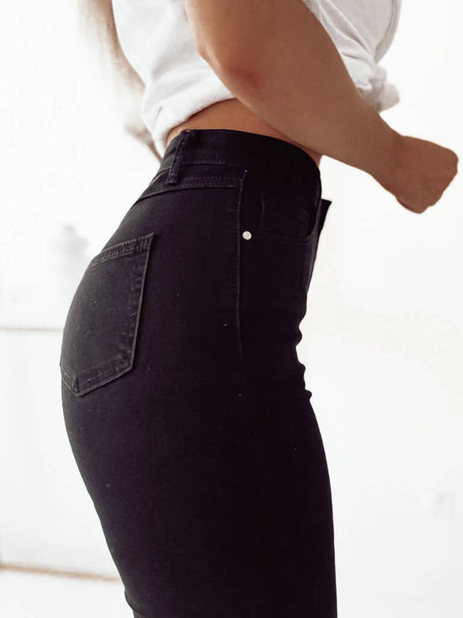 Czarne dopasowane spodnie z wysokim stanem