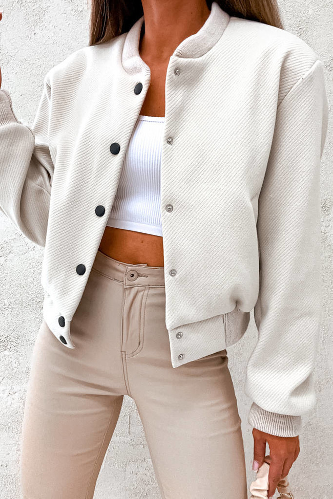 KURTKA OVERSIZE  BOMBERKA ZAPINANA NA GUZIKI- BEŻOWA