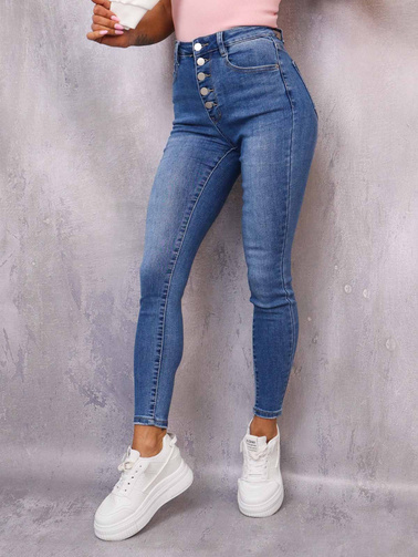 JASNE SPODNIE JEANSOWE SKINNY Z GUZIKAMI