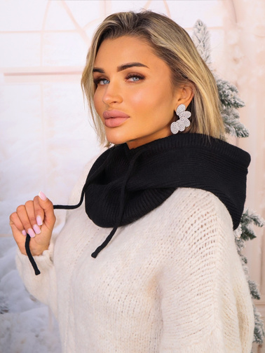 KOMINIARKA DZIANINOWA Z KAPTUREM-CZARNA