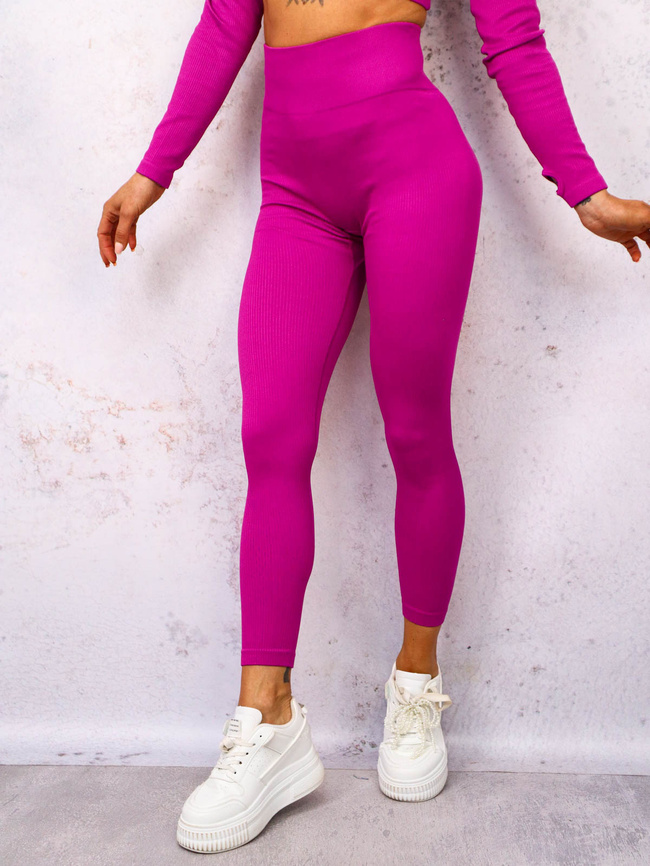 KOMPLET PRĄŻKOWANY MODELUJĄCY LEGGINSY+ TOP- FUKSJA