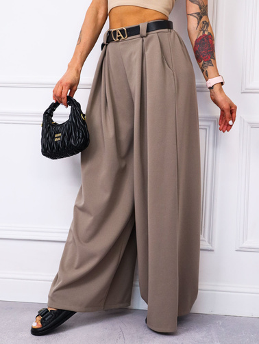 SPODNIE MATERIAŁOWE Z SZEROKIMI NOGAWKAMI+ PASEK- FANGO