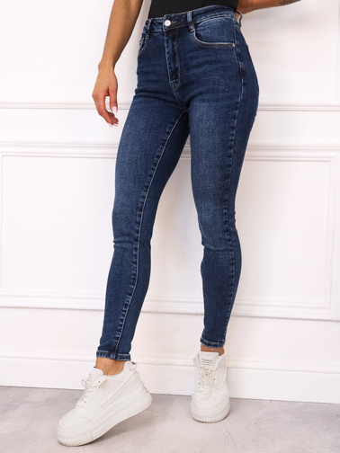 SPODNIE JEANSOWE SKINNY Z WYSOKIM STANEM- NIEBIESKIE