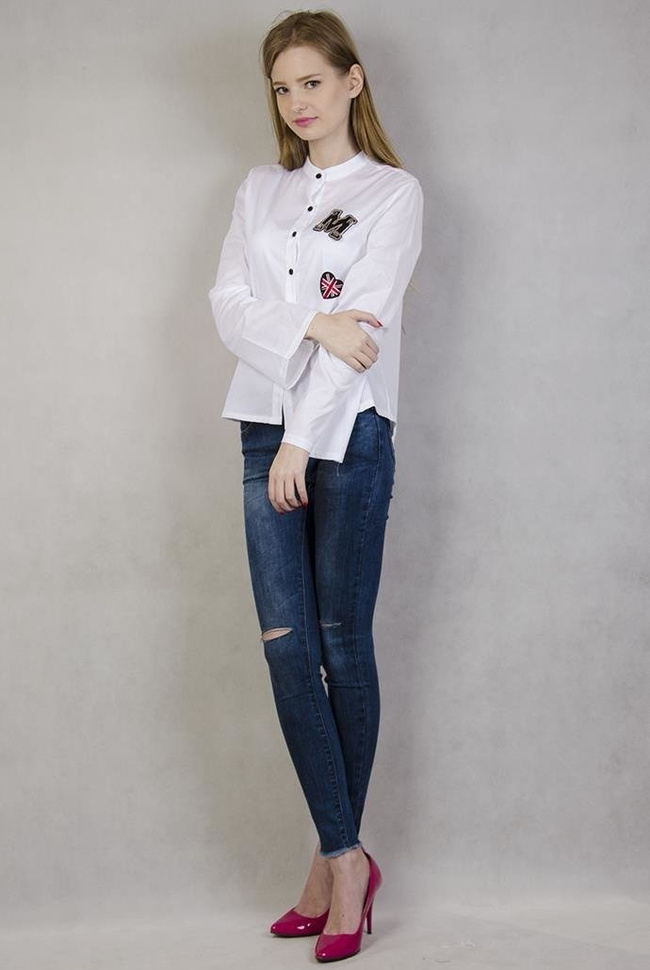 Koszula z naszywkami i rozszerzanym rękawem