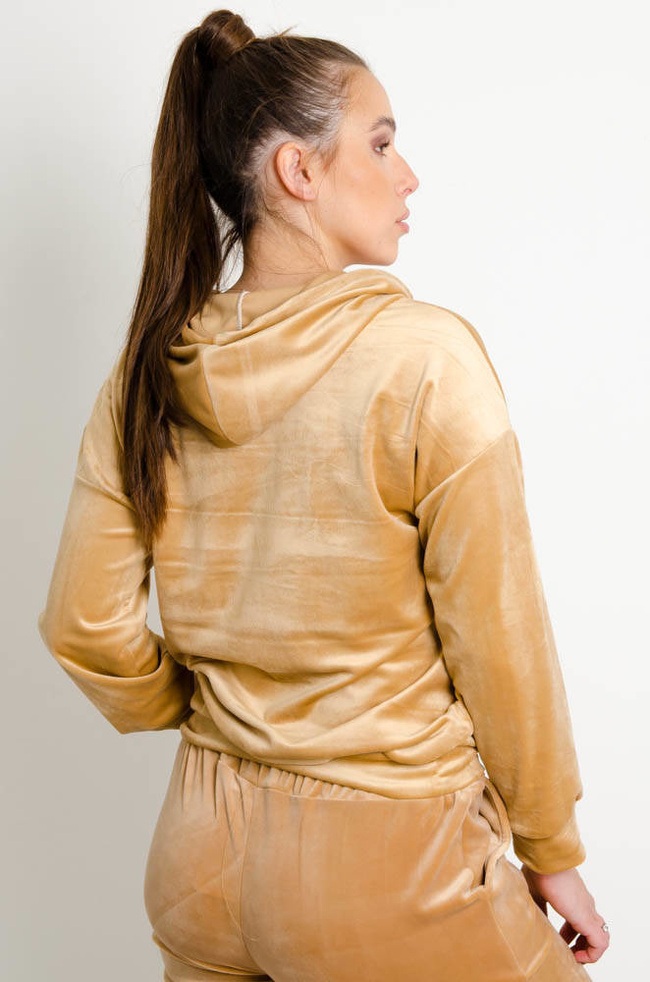 BRĄZOWA WELUROWA BLUZA KANGURKA