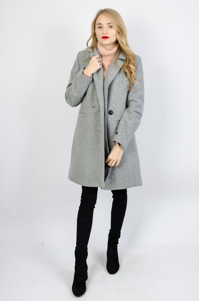 SZARY ELEGANCKI PŁASZCZ