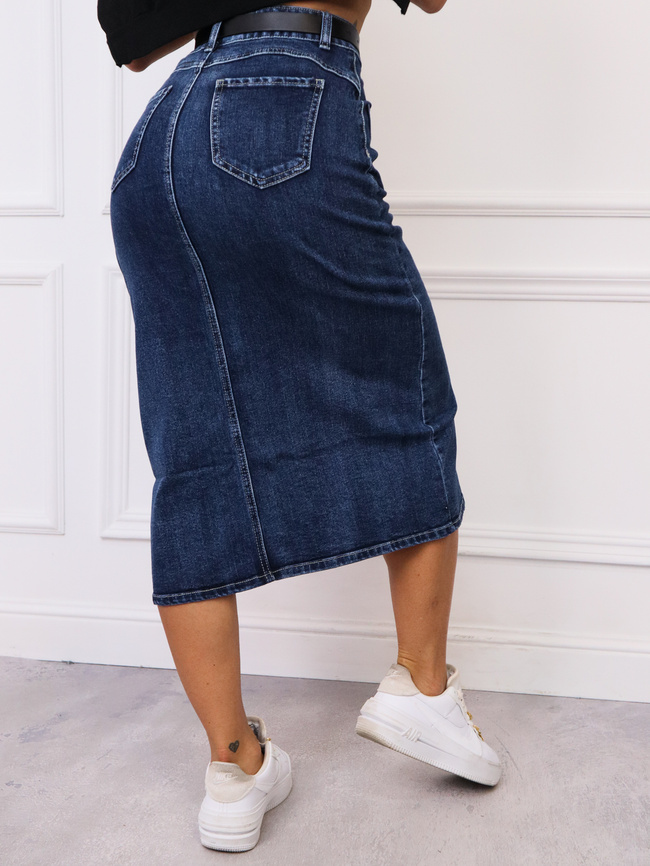 JEANSOWA SPÓDNICA MIDI ZAPINANA NA GUZIKI+ PASEK