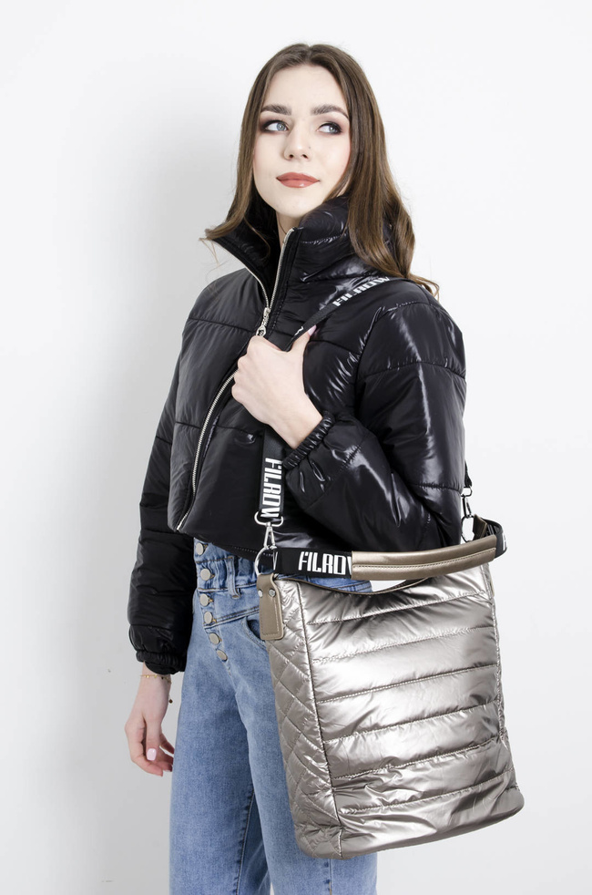 TORBA MATERIAŁOWA PIKOWANA ZŁOTA- SHOPPER