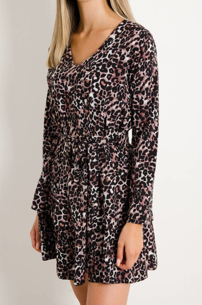 SUKIENKA W PANTERKĘ WIĄZANA W TALII