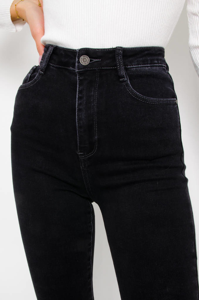 SPODNIE JEANSOWE SKINNY Z BARDZO WYSOKIM STANEM- CZARNE