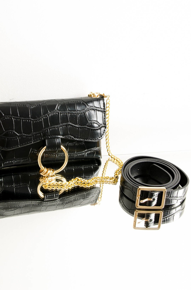 MINI TOREBKA NA ŁAŃCUSZKU Z WYTŁACZANYM WZOREM