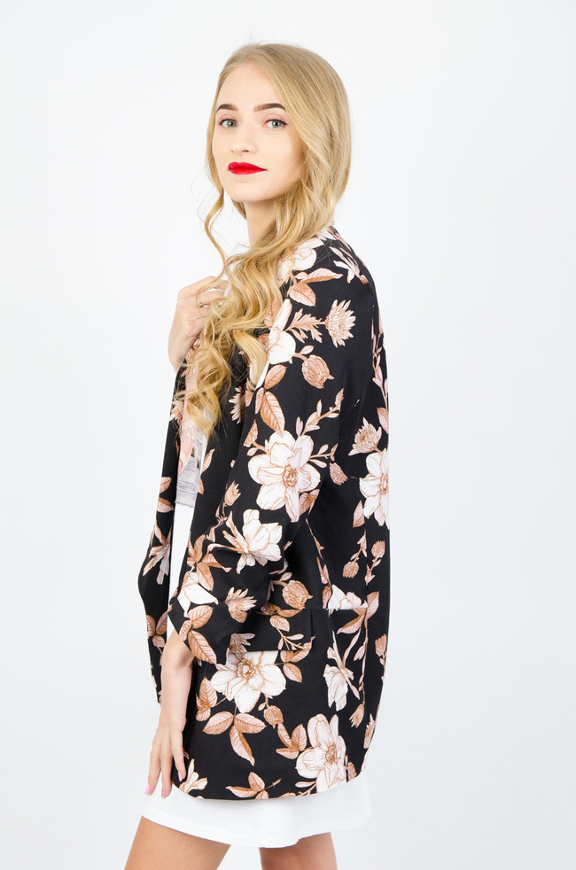 CZARNA MARYNARKA W KWIATY