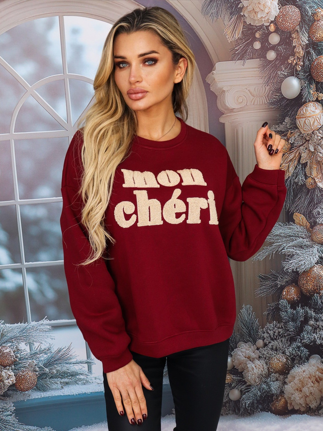 BLUZA Z NAPISEM MON CHERI- BORDOWA