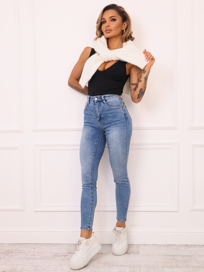 SPODNIE JEANSOWE SKINNY PUSH UP- GRANATOWE