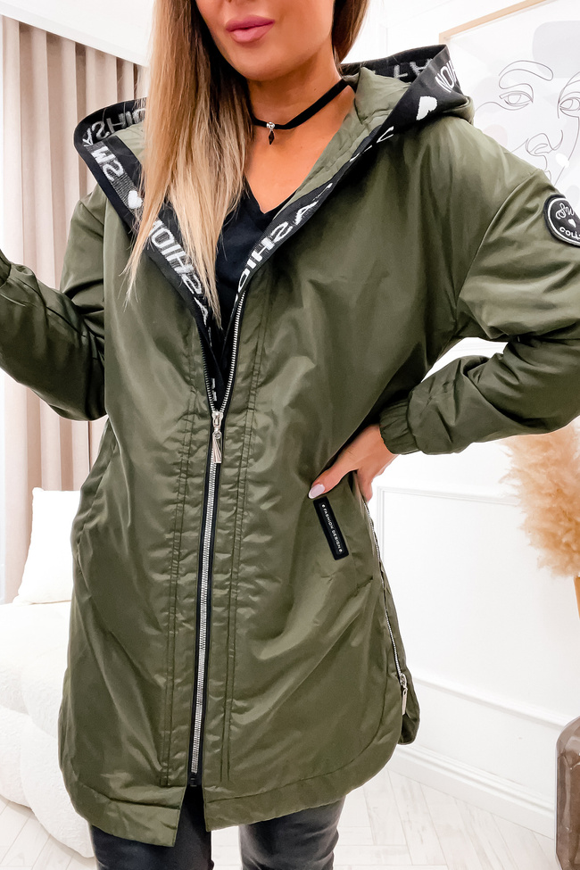 KURTKA PRZEJŚCIOWA Z ZAMKAMI PO BOKACH- ZIELONA