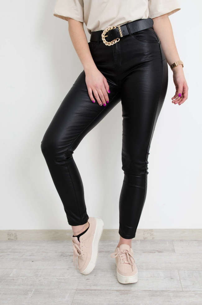 WOSKOWANE SPODNIE Z WYSOKIM STANEM TYPU PUSH UP - PLUS SIZE (L-4XL)