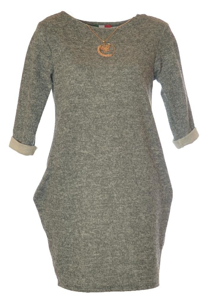 Sukienka z wywijanymi mankietami i kieszeniami