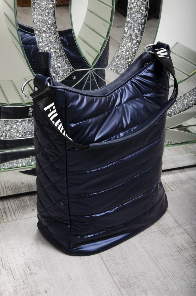 TORBA MATERIAŁOWA PIKOWANA GRANATOWA- SHOPPER