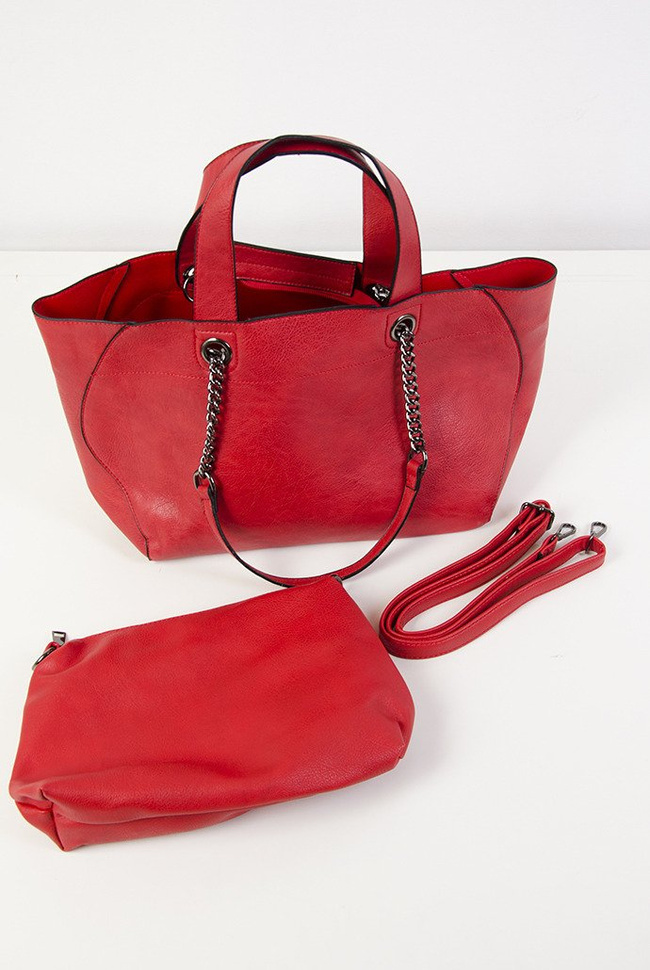 Czerwona torebka typu shopper 2w1