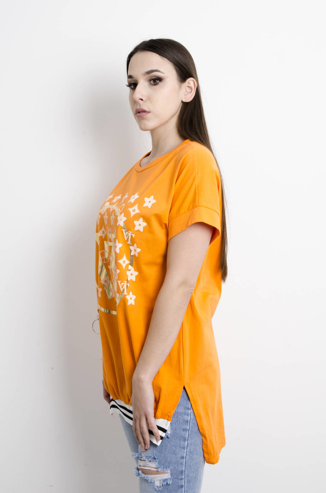 TUNIKA Z APLIKACJĄ W KOLORZE POMARAŃCZOWYM