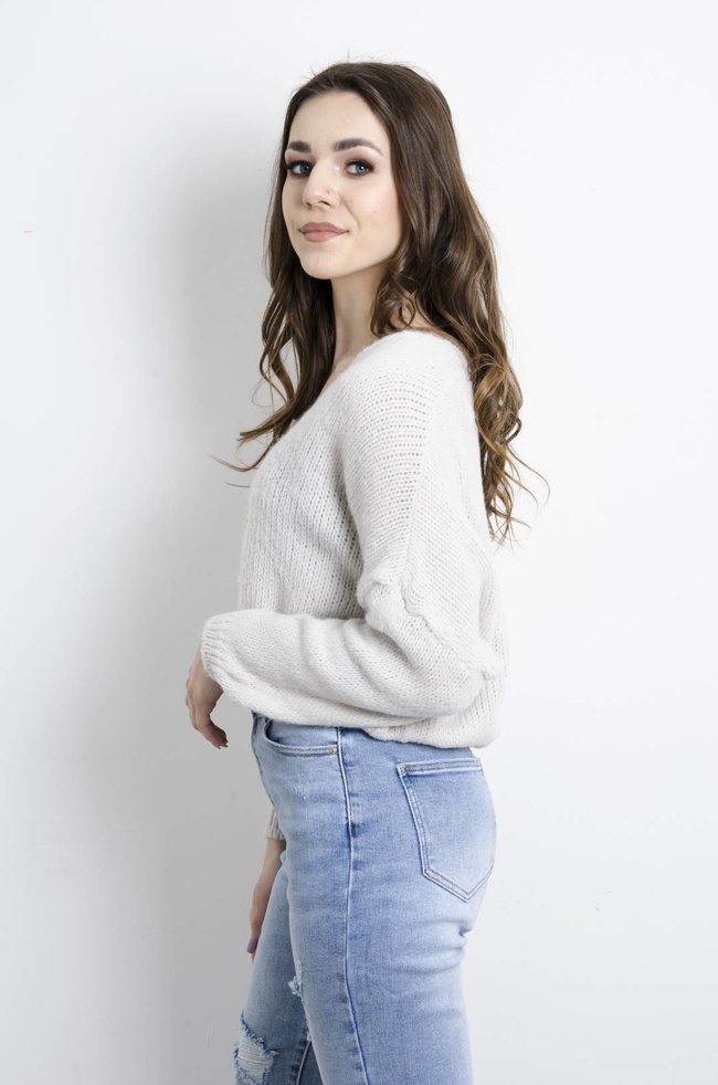 SWETER KARDIGAN ZAPINANY NA GUZIKI- SZARY