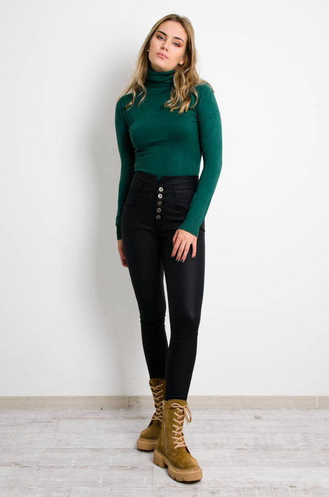 CZARNE SPODNIE WOSKOWANE Z BARDZO WYSOKIM STANEM