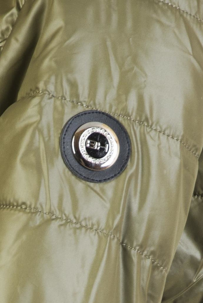 Asymetryczna zielona kurtka z kapturem