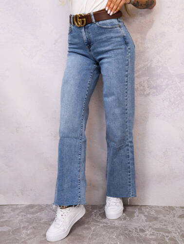 SPODNIE JEANSOWE Z SUROWYMI,SZEROKIMI NOGAWKAMI I WYSOKIM STANEM