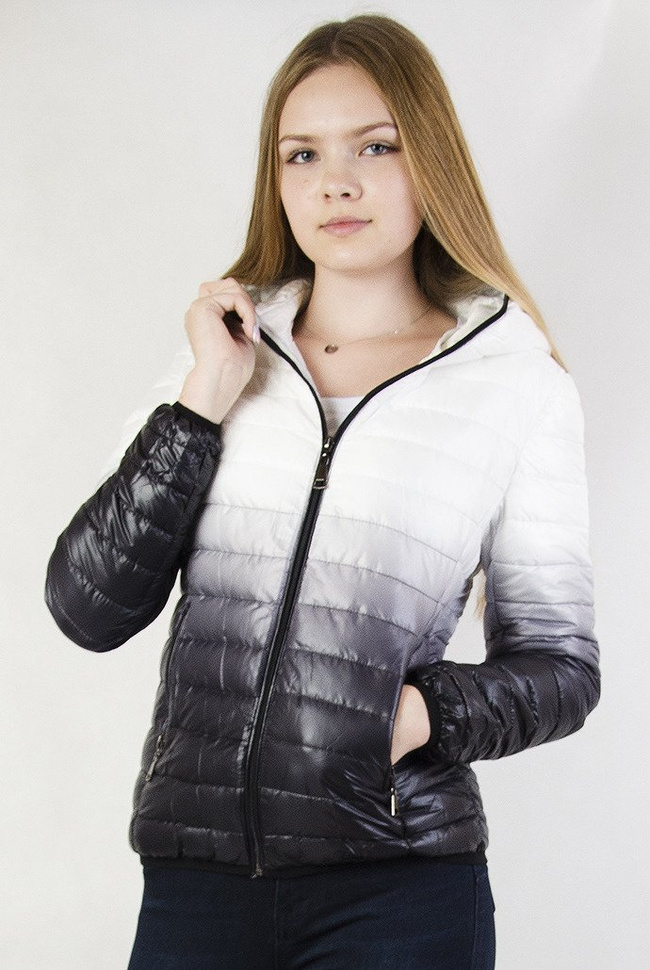 Kurtka pikowana biało-czarna