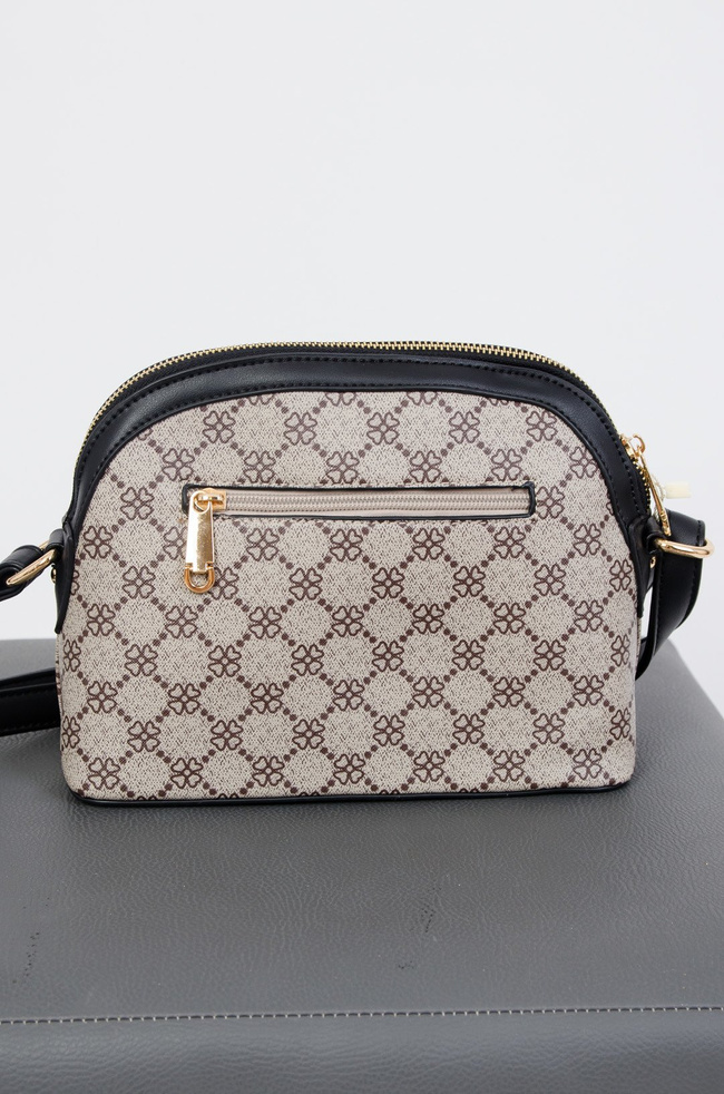 Wzorzysta torebka z czerwono-granatowym paskiem na przodzie