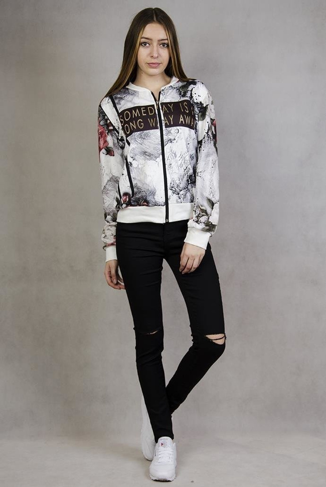 Bluza z motywem kwiatowym i napisem