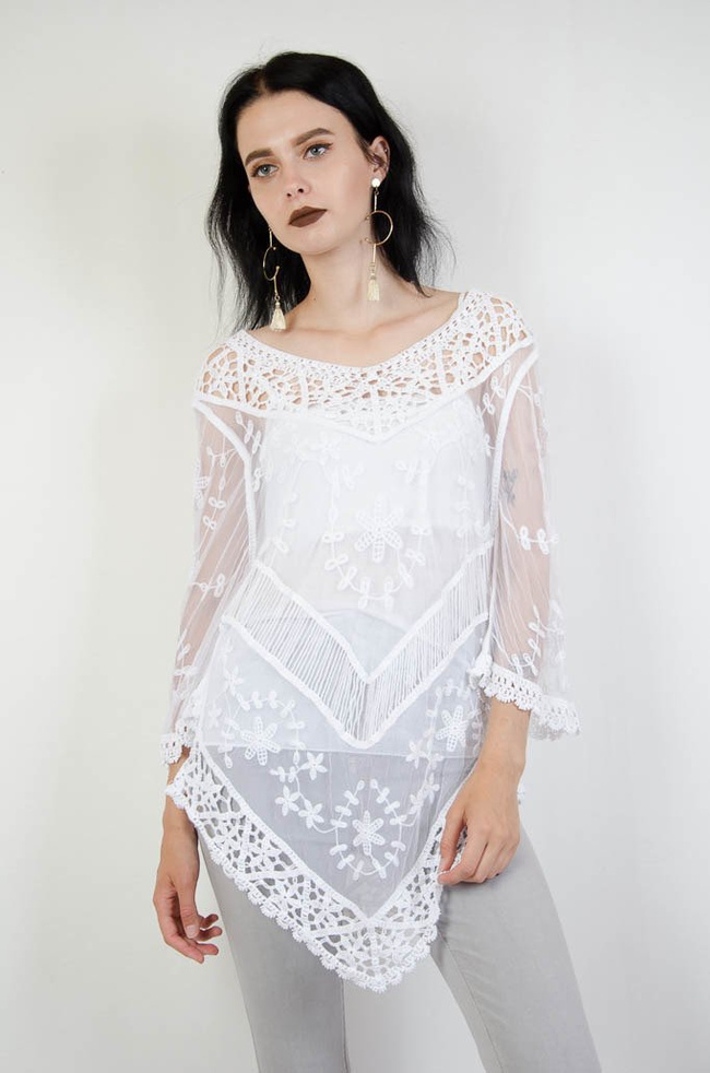 BLUZKA BOHO AŻUROWE HAFTY