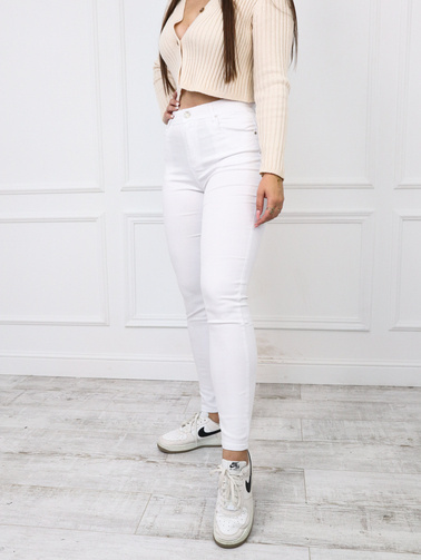 BIAŁE PRZYLEGAJĄCE SPODNIE PUSH UP Z WYSOKIM STANEM- ROZMIARY (M-4XL)