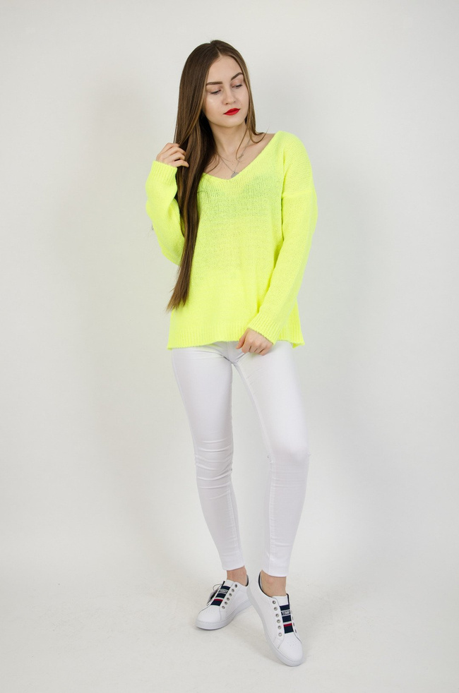 Żółty neonowy sweter oversize