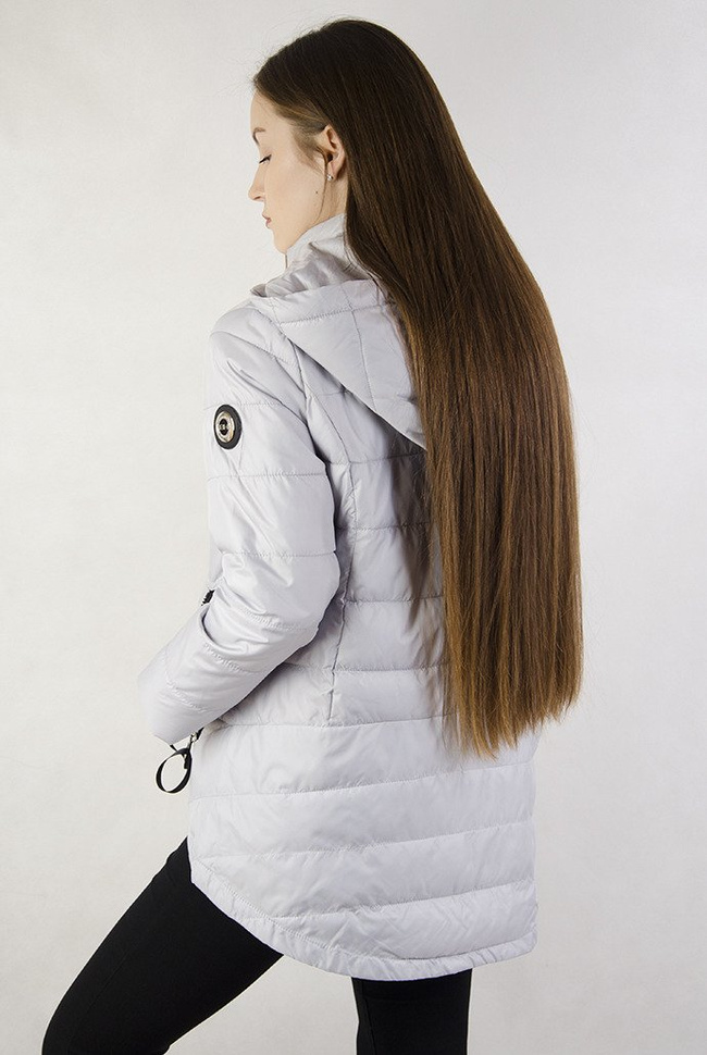 Asymetryczna szara kurtka z kapturem