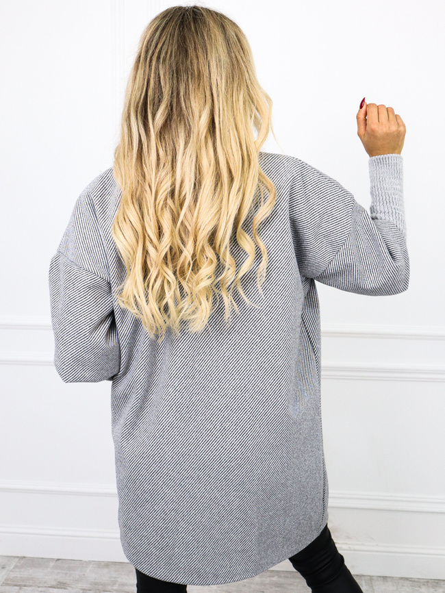 PŁASZCZ OVERSIZE Z DZIANINOWYMI RĘKAWAMI- SZARY