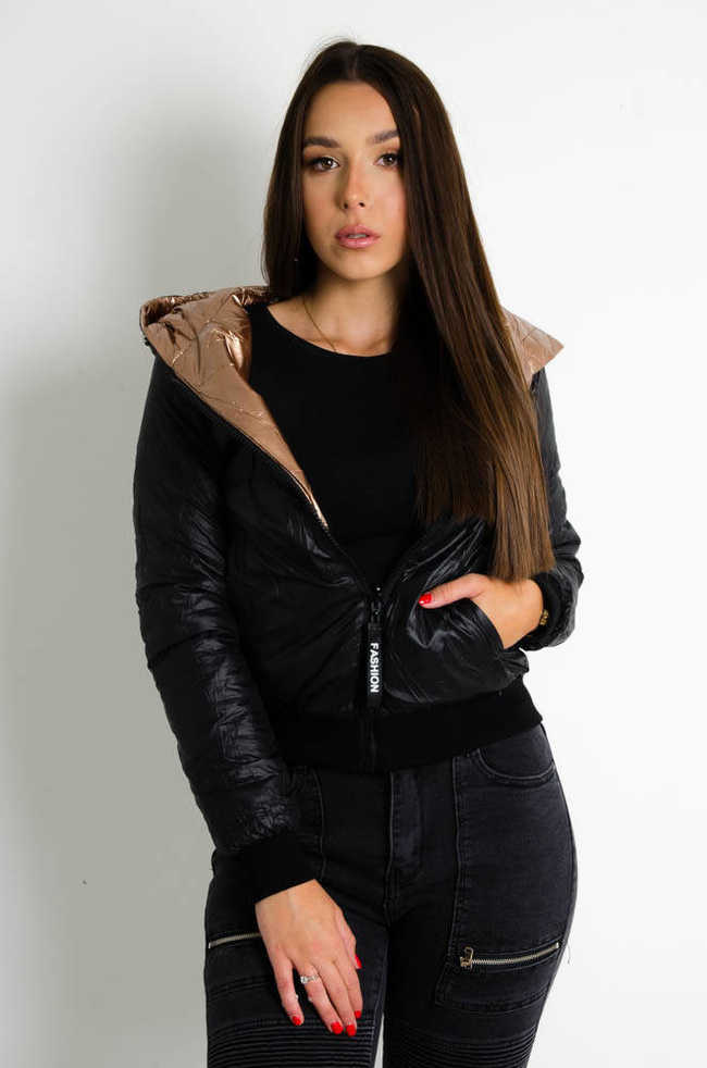 ZŁOTA KURTKA WINYLOWA-DWUSTRONNA