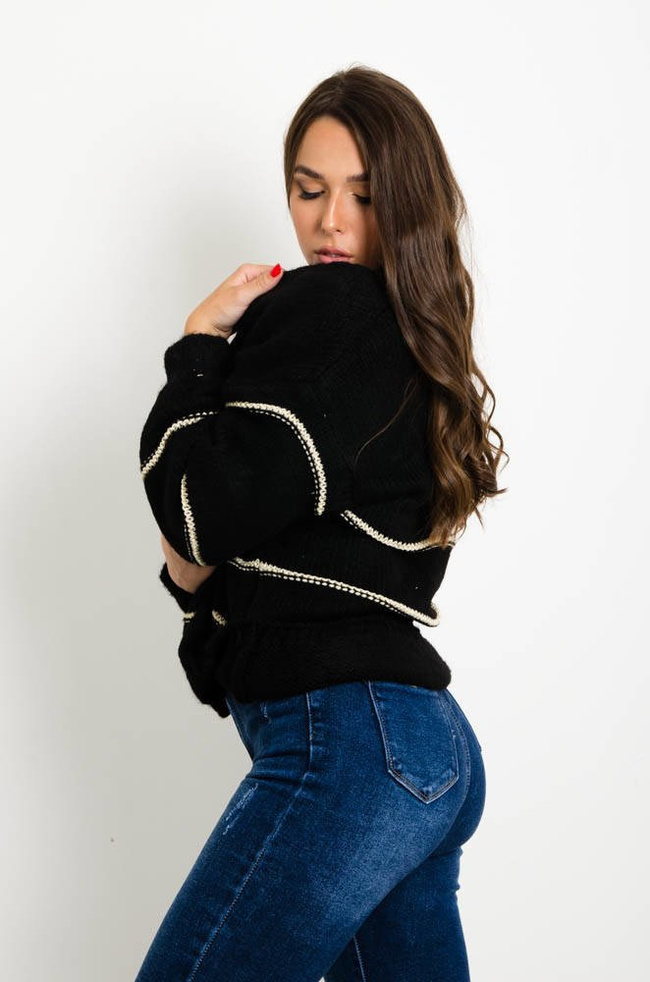 CZARNO-ZŁOTY SWETER KARDIGAN