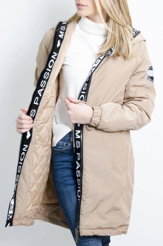 KURTKA PARKA Z KAPTUREM W KOLORZE BEŻOWYM