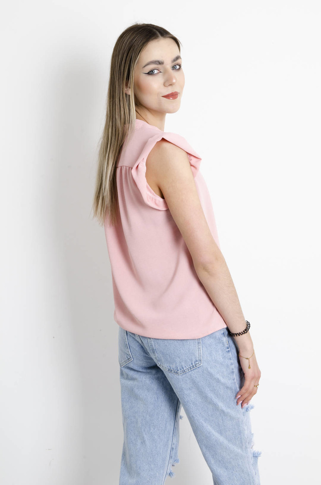 BLUZKA Z WIĄZANIEM RÓŻOWA