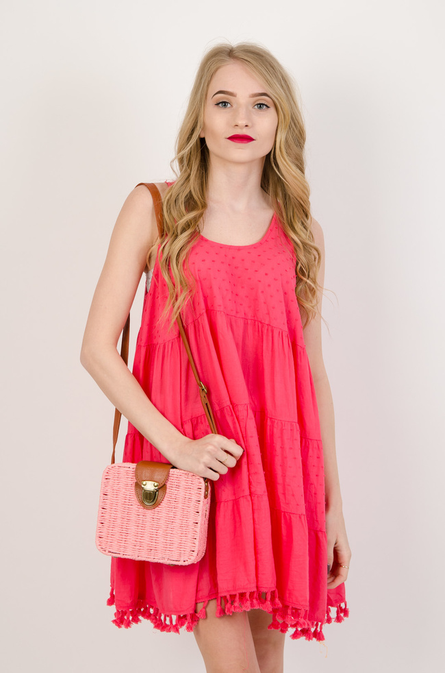 Ciemno różowa luźna tunika na ramiączka