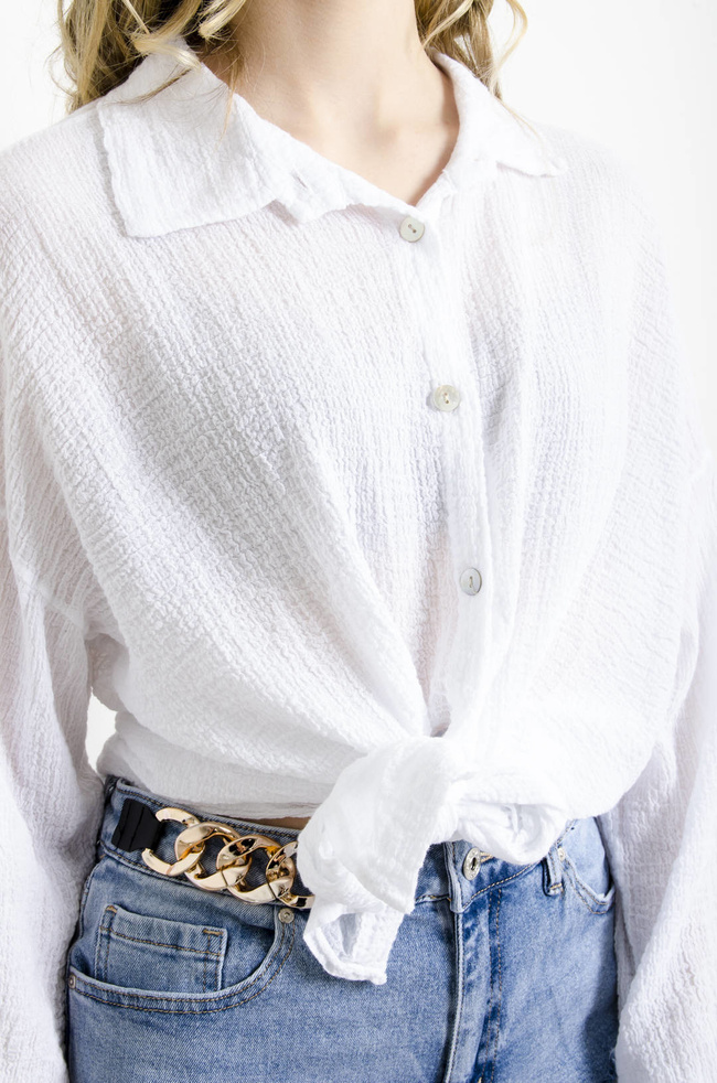 KOSZULA MUŚLINOWA W KOLORZE BIAŁYM