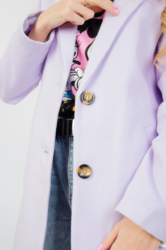 WIOSENNY PŁASZCZ W PASTELOWYM ODCIENIU - FIOLETOWY