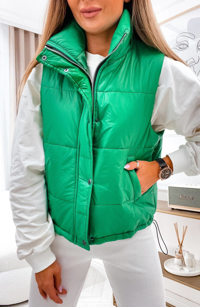 ZIELONA KAMIZELKA ZAPINANA NA ZATRZASKI