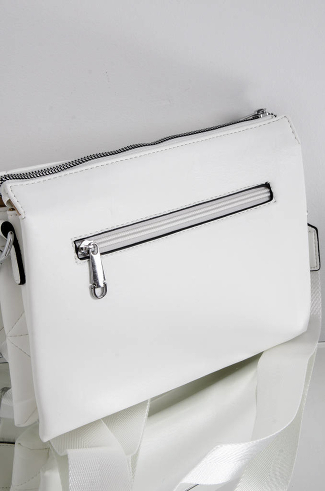 TOREBKA PIKOWANA Z MATERIAŁOWYM PASKIEM- BIAŁA