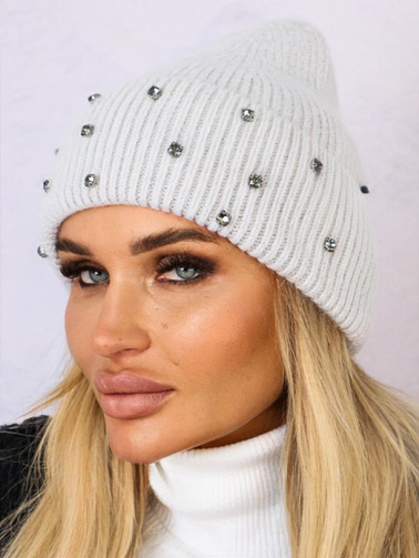 CZAPKA ZIMOWA Z CYRKONIAMI- SZARA