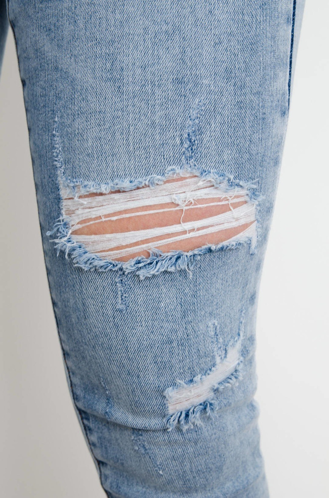 JASNE SPODNIE JEANSOWE Z PRZETARCIAMI PLUS SIZE ( L-4XL )