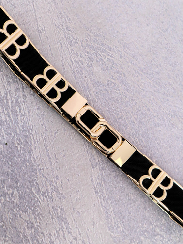 PASEK NA GUMIE ZE ZŁOTYMI ELEMENTAMI BB- CZARNY