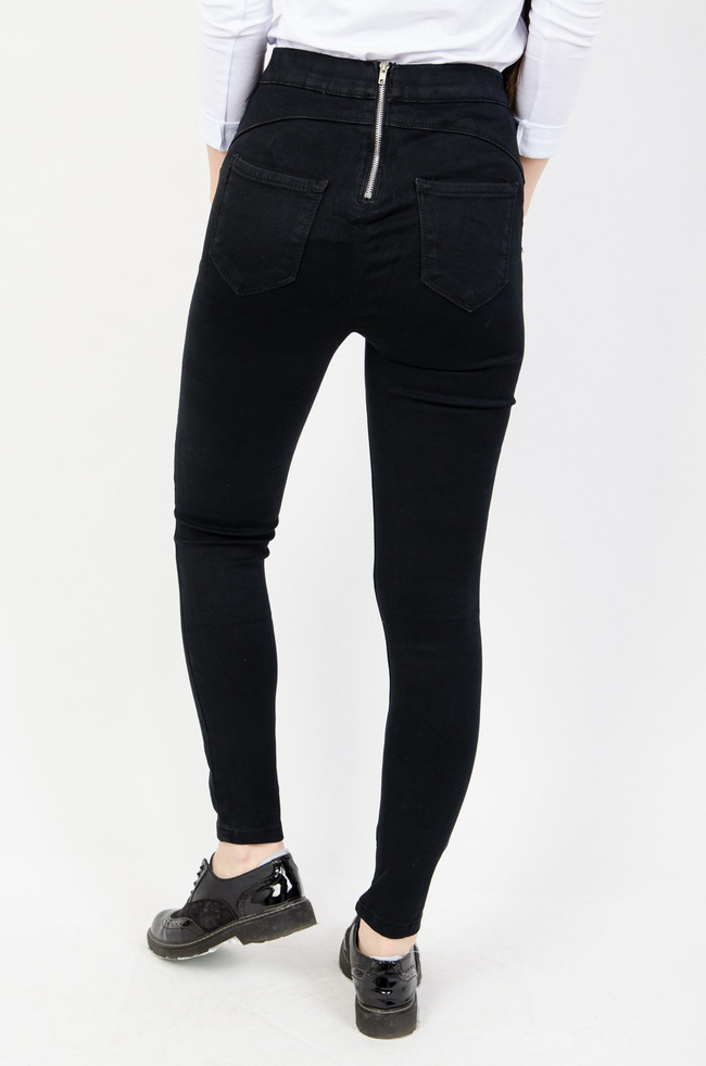 Czarne spodnie Push Up z zamkiem z tyłu